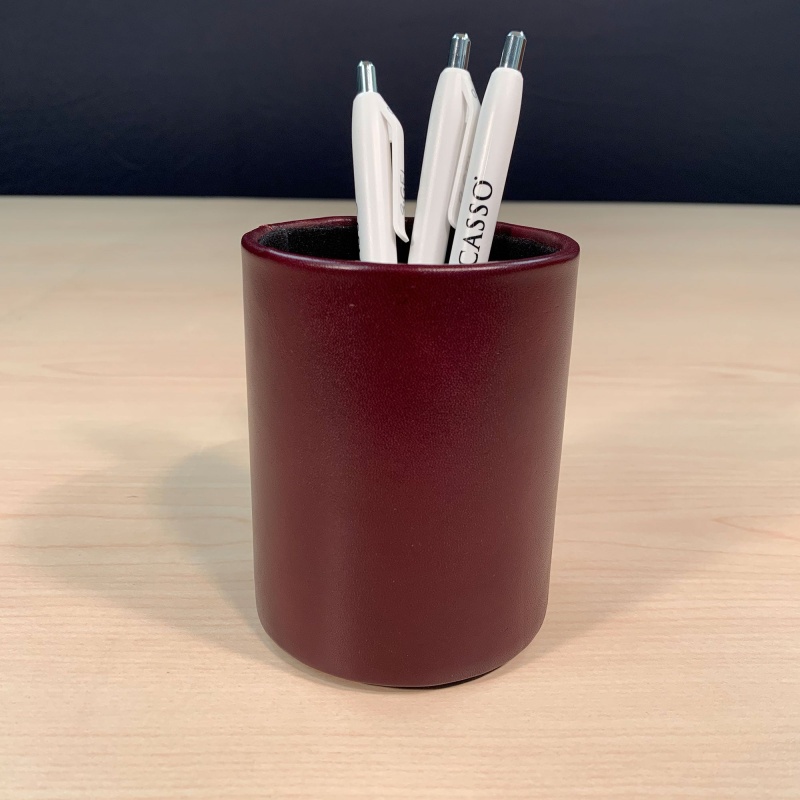 Two-Tone Leather Round Pencil Cup