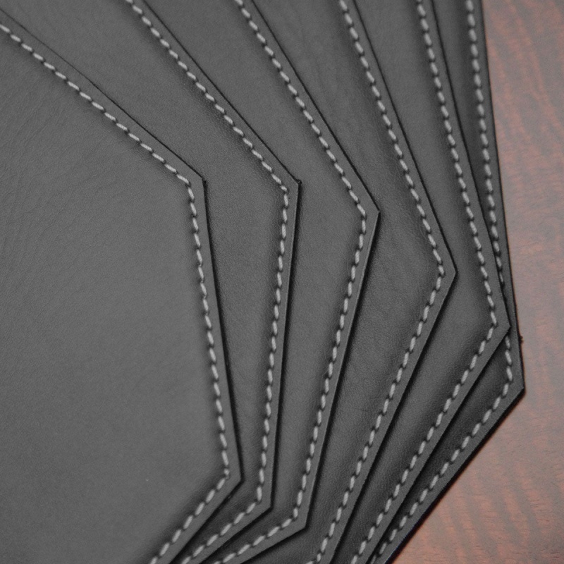Black 17" X 12" Leatherette Cut Corner Placemat
