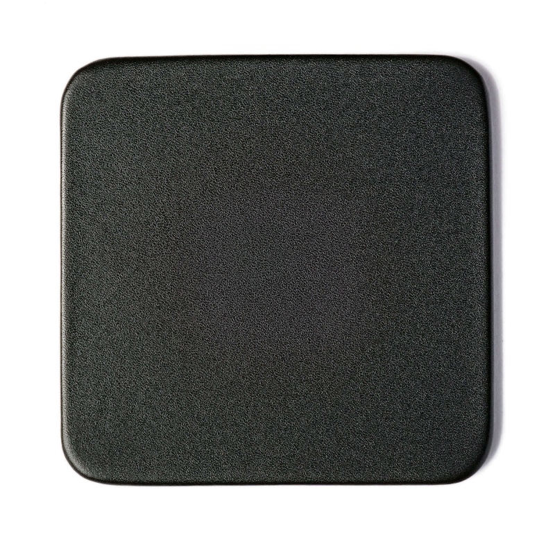 Black Leatherette 4 Square Coaster Set With Holder