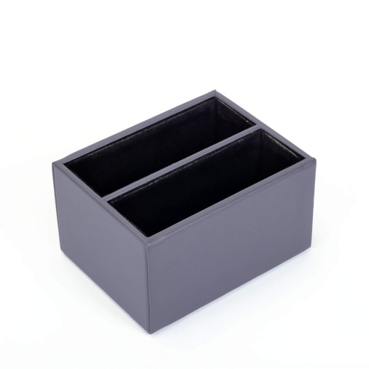 Gray Leatherette 10Pc Coaster Holder