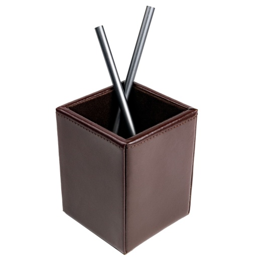 Dark Brown Bonded Leather Pencil Cup by Dacasso