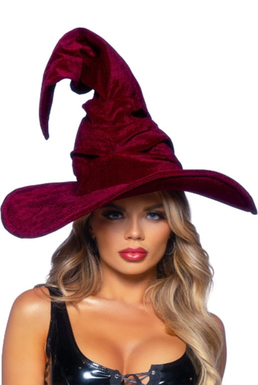 Velvet Ruched Witch Hat by Donna Di Capri