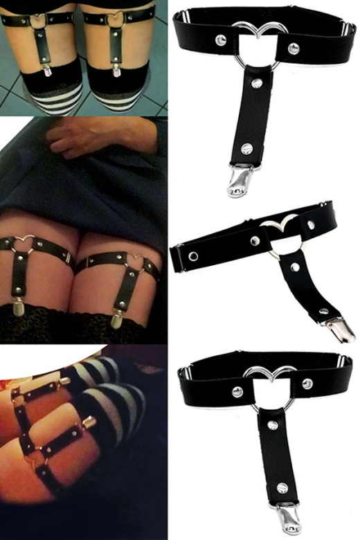 Faux Leather Heart Loop Garter Belt by Donna Di Capri
