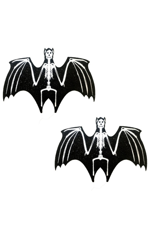 Freaking Awesome Glitter Blacklight Glow Skeletor Bat Nipztix by Donna Di Capri