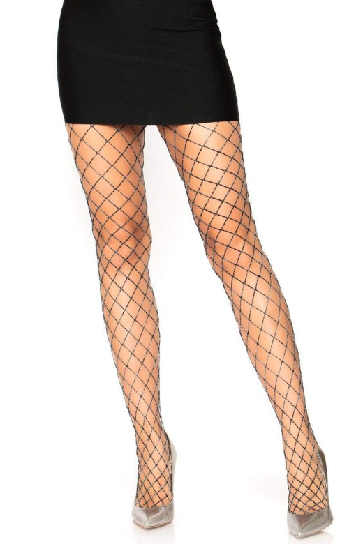 Spandex Industrial Fishnet Pantyhose - One Size / Black by Donna Di Capri