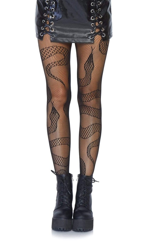 Snake Net Tights - One Size / Black by Donna Di Capri