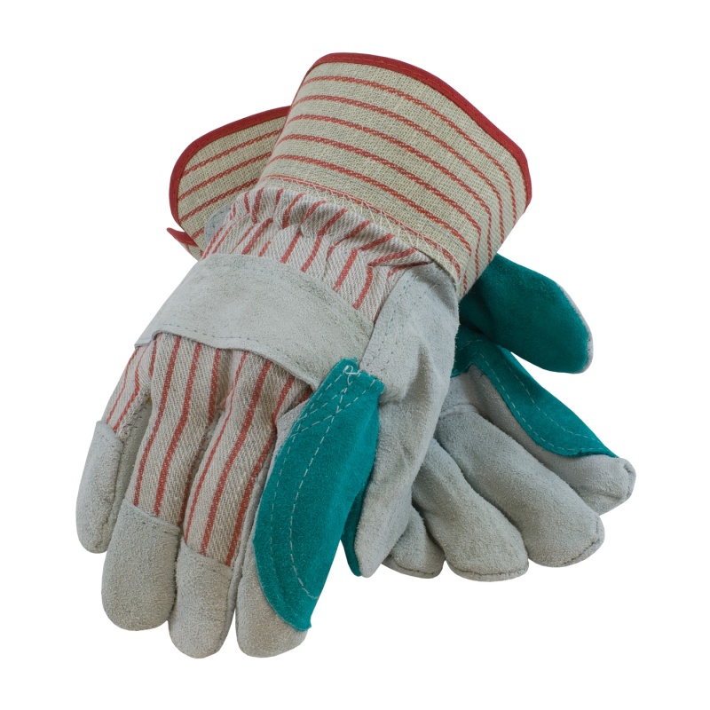 PIP 85-7500 Work Gloves 85-7500, L, Size Large, Leather, Blue, Black, Red  Striping on Gray