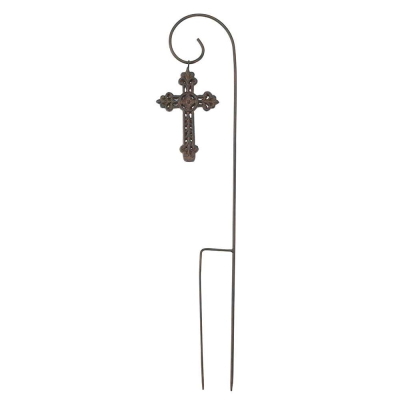 Garden Stake Cross Distressed Bronze