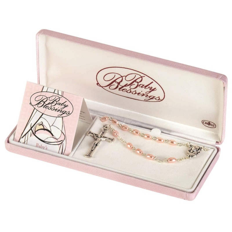 Baby Blessing Pink Pearl Rosary 4Mm