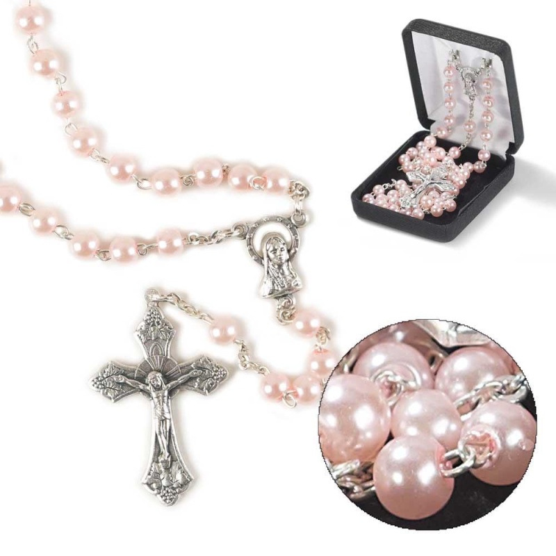 Rosary Rose Faux Pearl 6Mm