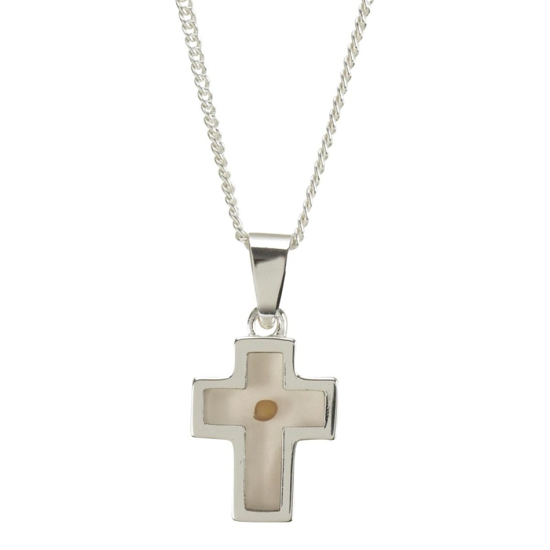 Necklace Mustard Seed Cross Silverplated