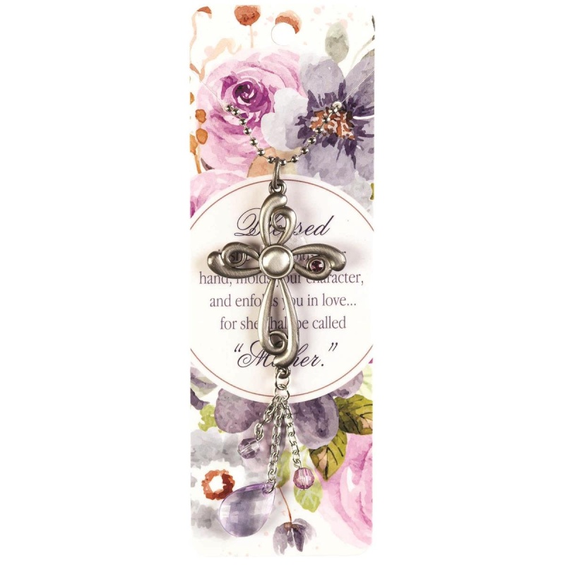 Mother Blessed Is She Cross Auto Dangle