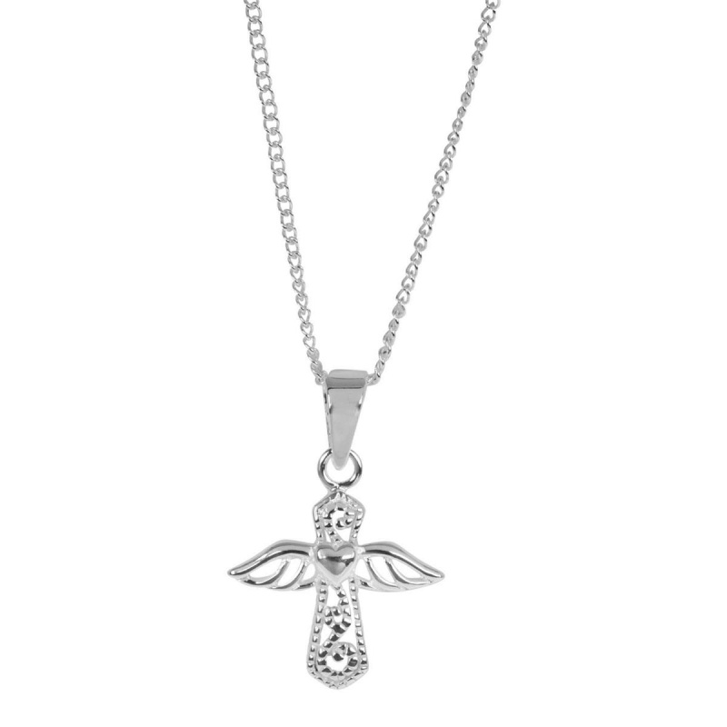 Necklace 18" Chain Cross Guardian Angel