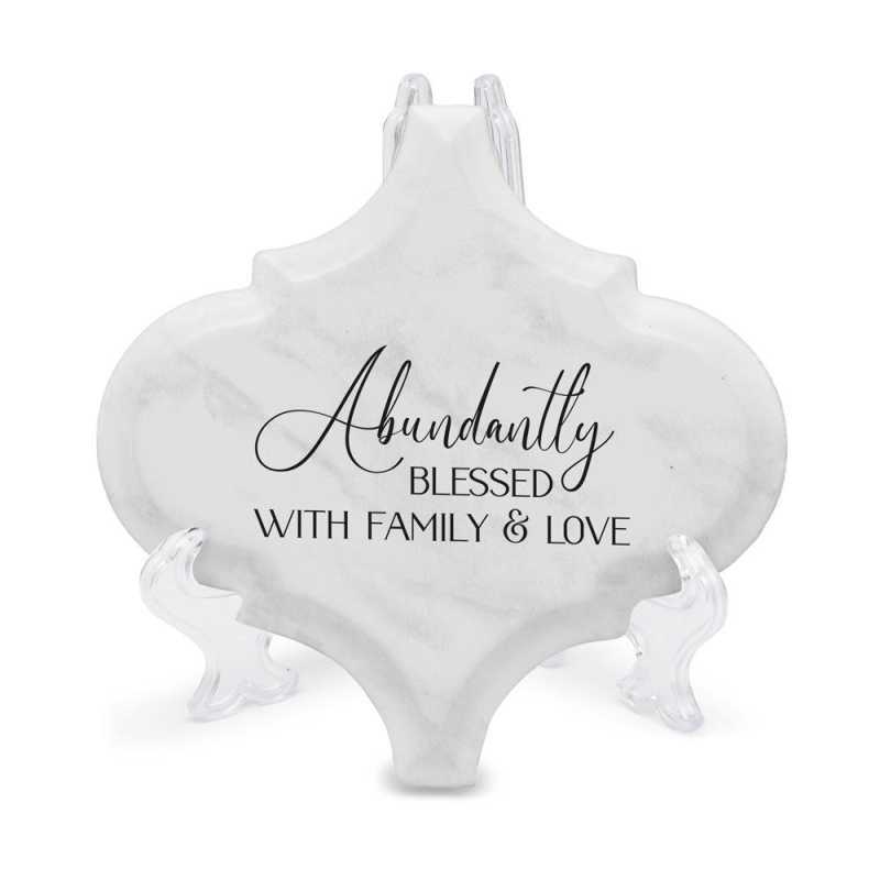 Tbltop Tile Blessed White Arabesque