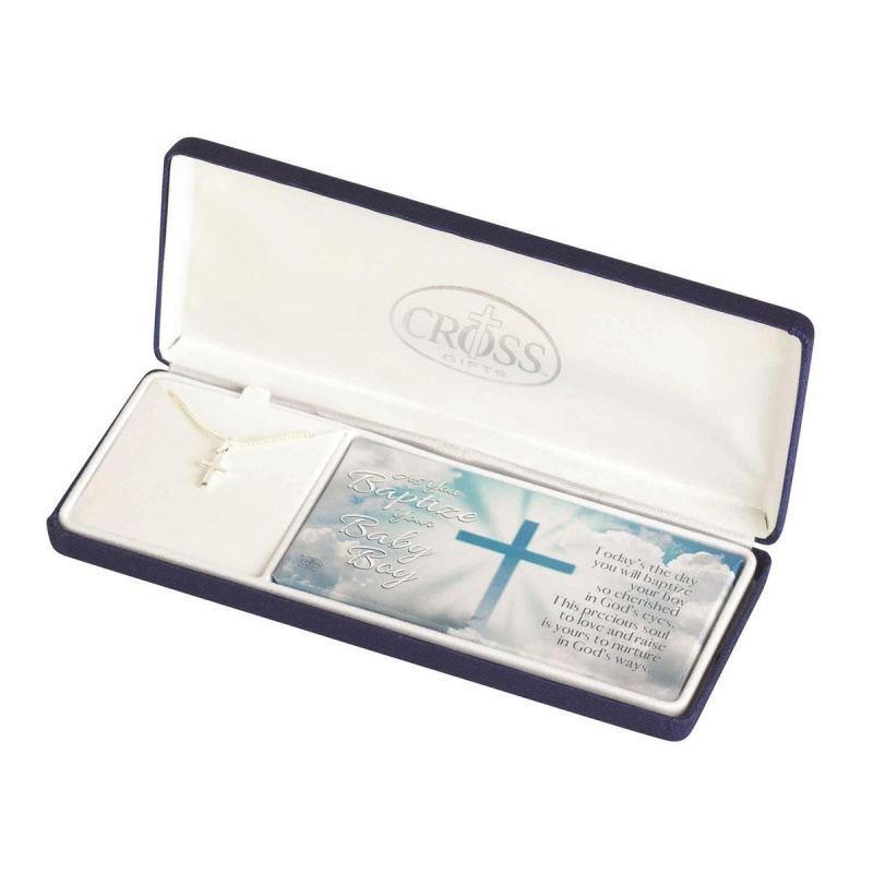 Necklace Baptize Your Baby Boy Box Cross