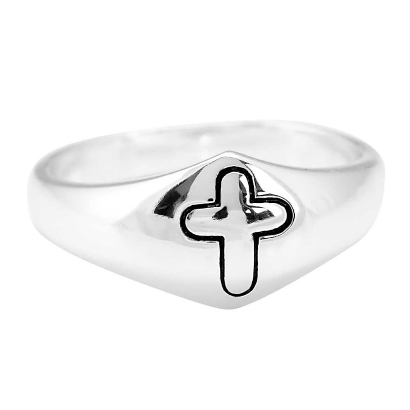 Ring Dome/Engraved Cross Size 6