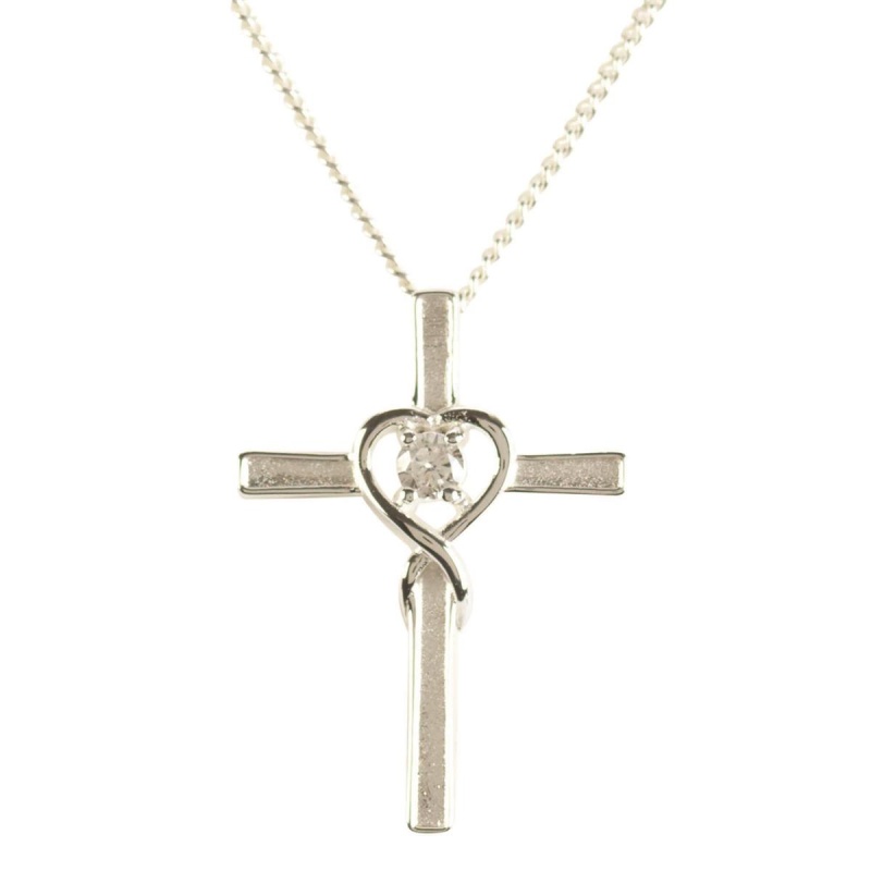 Necklace Mother Cross/Drape Heart