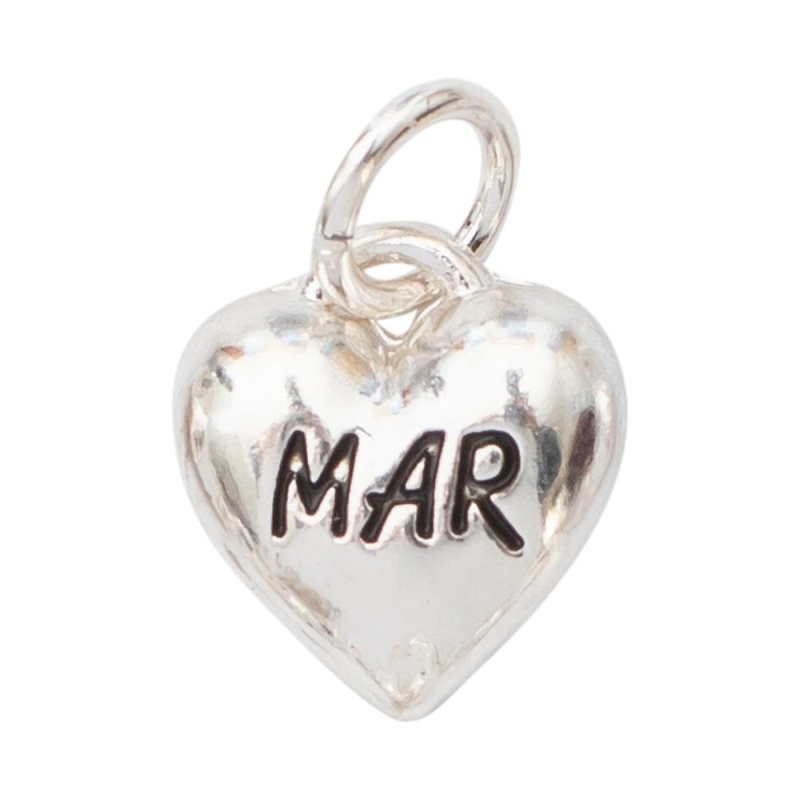 March Charm Silver Heart