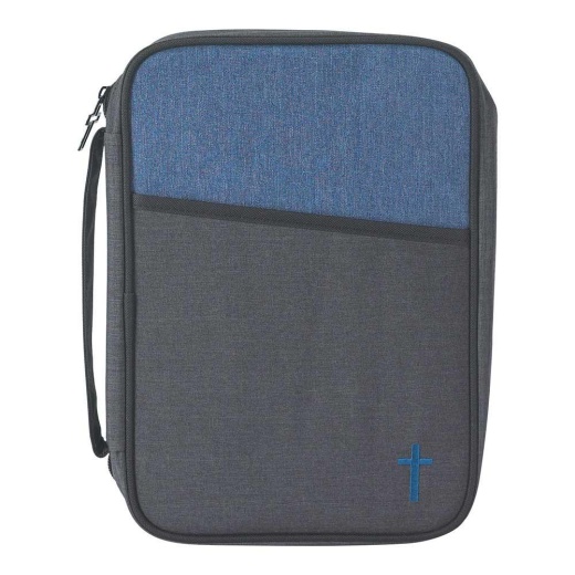 Large Blue And Black Cross Bible Cover
