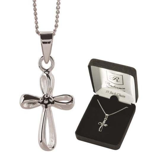 Nk-Ss Infini Floral Crs-18"Dbx Necklace - Infinity Cross Pendant