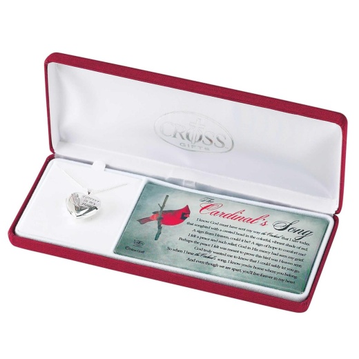 Cardinal Heart Silver Plated Locket