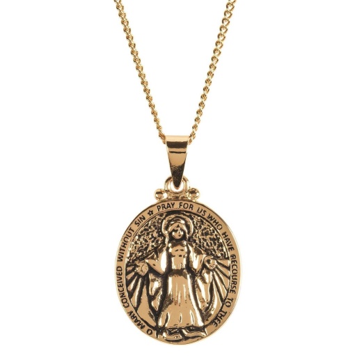 Miraculous Medal Gold Plate 18" Chain
