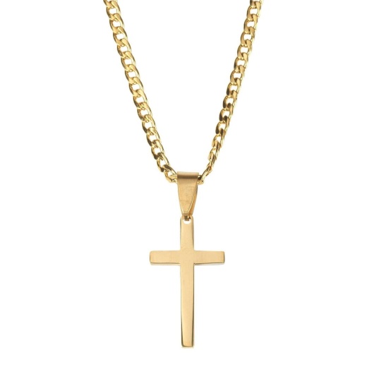 NK Stainless Steel GP Box Cross 24" Chain Necklace