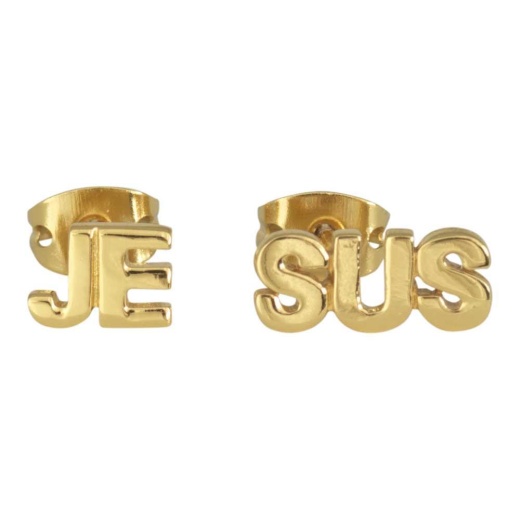 Ear-Jesus Studs Gld Plt