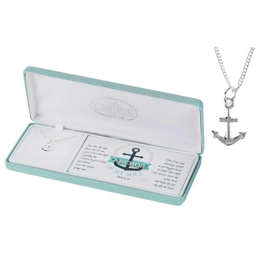 Anchor Sil Plt 18 Chain 1/2 Anchor Necklace