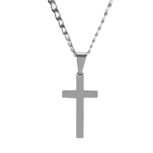 Necklace Mens Stainless Steel Box Cross