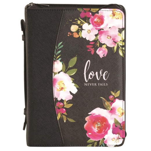 Love Never Fails - Black XL Bible Cover