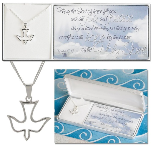 NK-SP Open Descending Dove Necklace, 18" Chain - A Beautiful Confirmation Gift