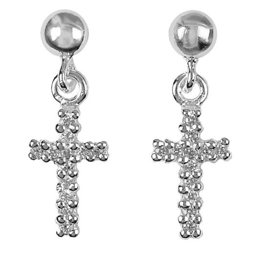 Ear-Sp Vertical Cz Crs Ss Post Earrings