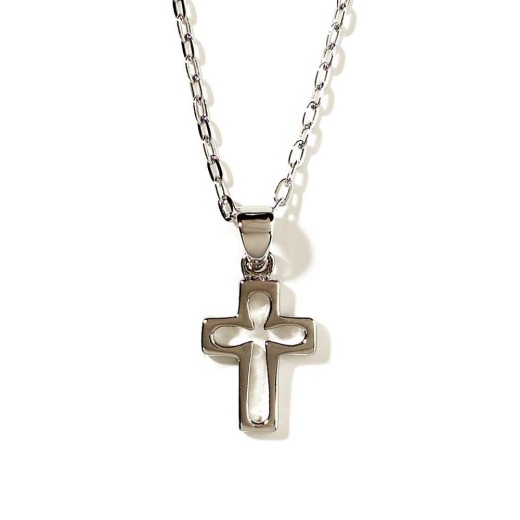 Nk Sp Open Bx Crs-18" Chain: Elegant Silver Plated Cross Pendant Necklace