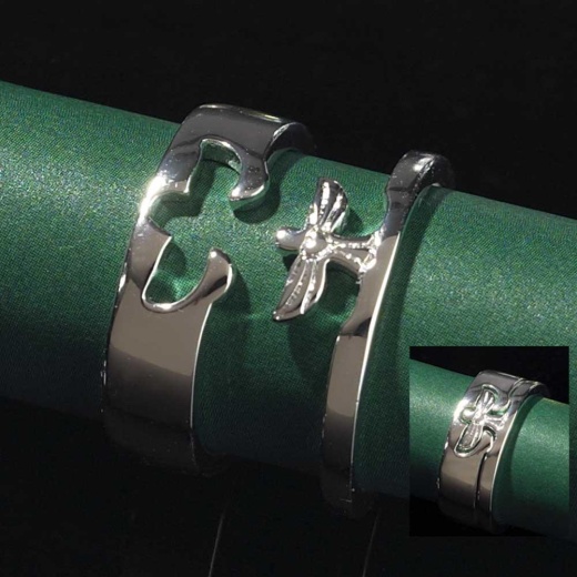 Rng-Sp Puzzle Ring-Angel Sz 5 - Silver Plated Angel Puzzle Ring - Size 5