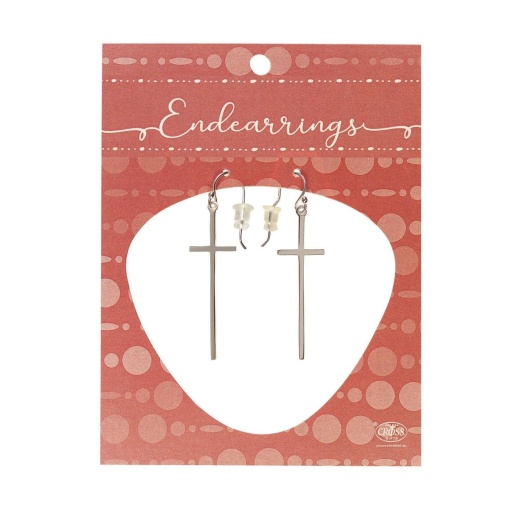 Earring With 1-3/8" Thin Box Cross