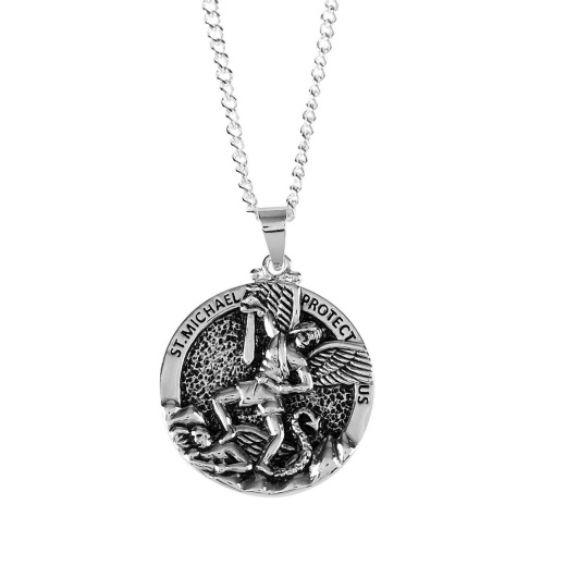 Nk-St Michael Round Medal Sil Plt-24