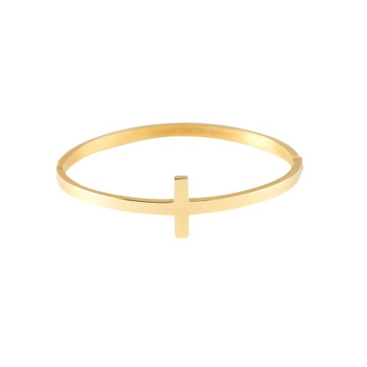 Brc-Gp Stainless Sideways Crs Gold Plated Hinged Bracelet