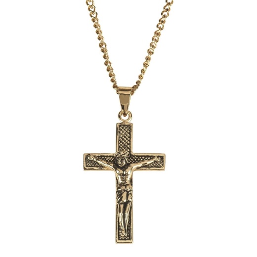 Nk Crucifix/Corpus Gold Plated Oxide - 24" Chain