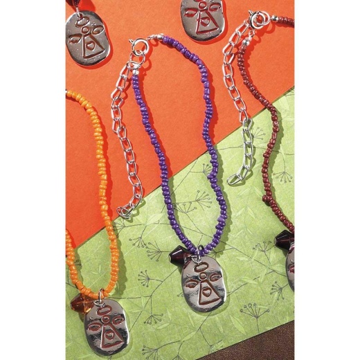 Brc-Sp Angel 8"Purple Seed Bd: Silver Plated Engraved Angel Charm Bracelet