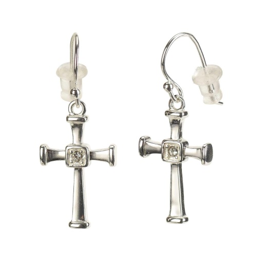 Silver Plated Cross Earrings with Endcaps