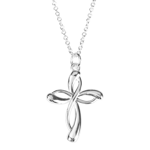 NK Ribbon Crs Sil Plt 18" Ch Pendant Necklace