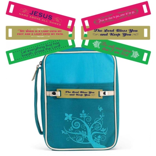 Bible Cover with Changeable Tag - Large Turquoise