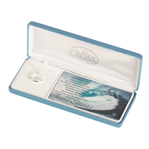 Jesus Saves Wave Silver Plated Necklace