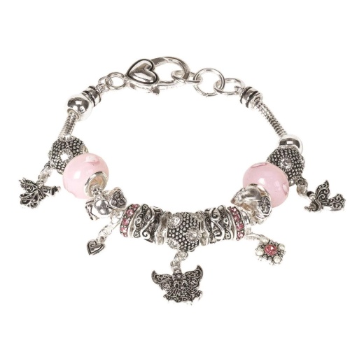 Brc-Multi Angel Silver Plated Snake Chain Necklace