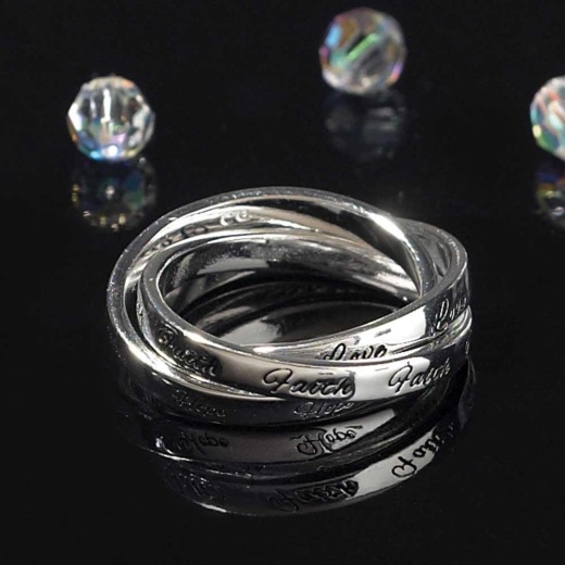 Rng-Sp Faith/Hope/Love Sz 6 Silver Plated Triple Band Ring