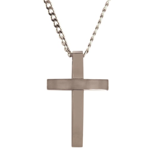 Necklace Mens Curve Cross Stainless