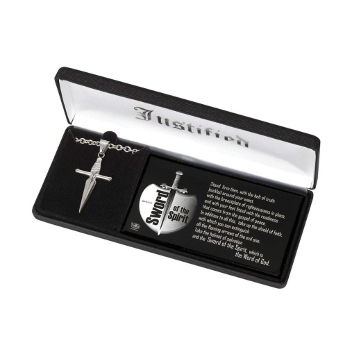 Nk-Sword/Spirit Crs Lg Stls Stl 24" | Sword of the Spirit Necklace
