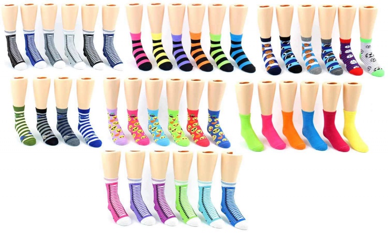 Children's Novelty Crew Socks - Assorted Styles Sizes