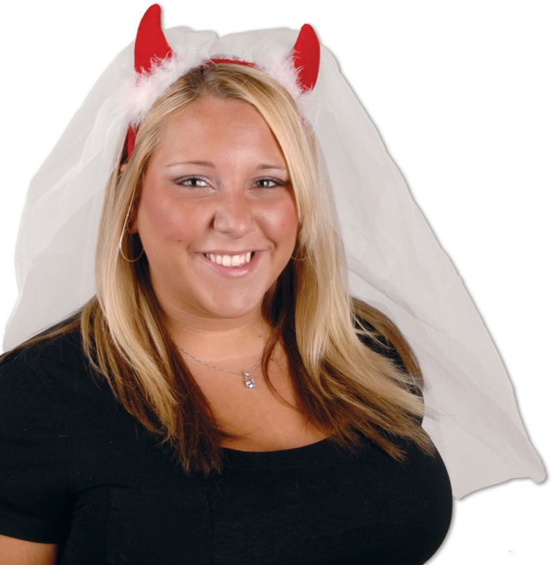 Devil Horns Headband With Veil